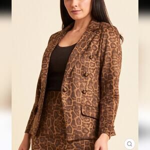 Peace of Cloth Steely 1 Button Double Breasted Cheetah Print Size Medium